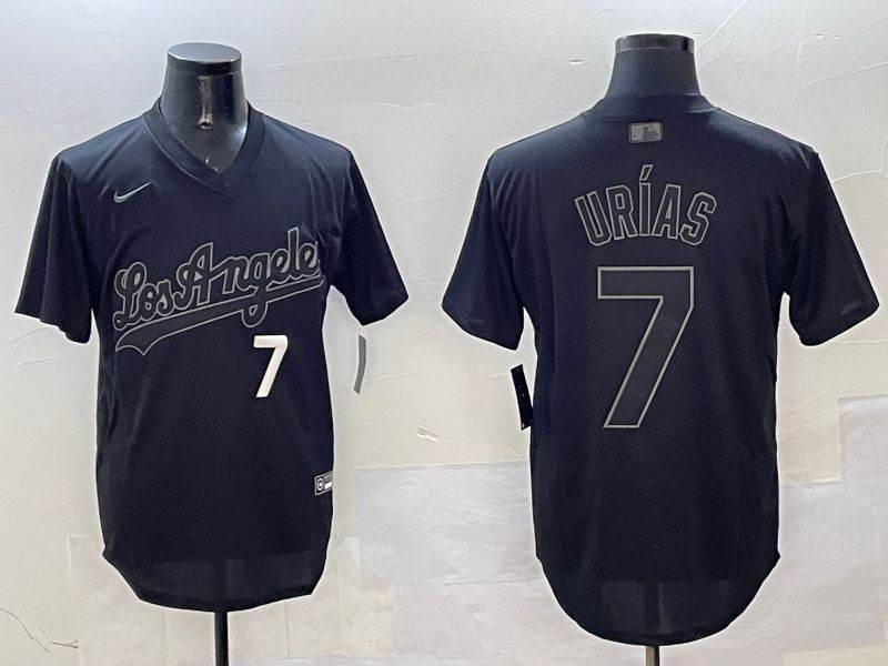 Men Los Angeles Dodgers #7 Urias Black Fashion Game 2025 Nike MLB Jersey style 3181